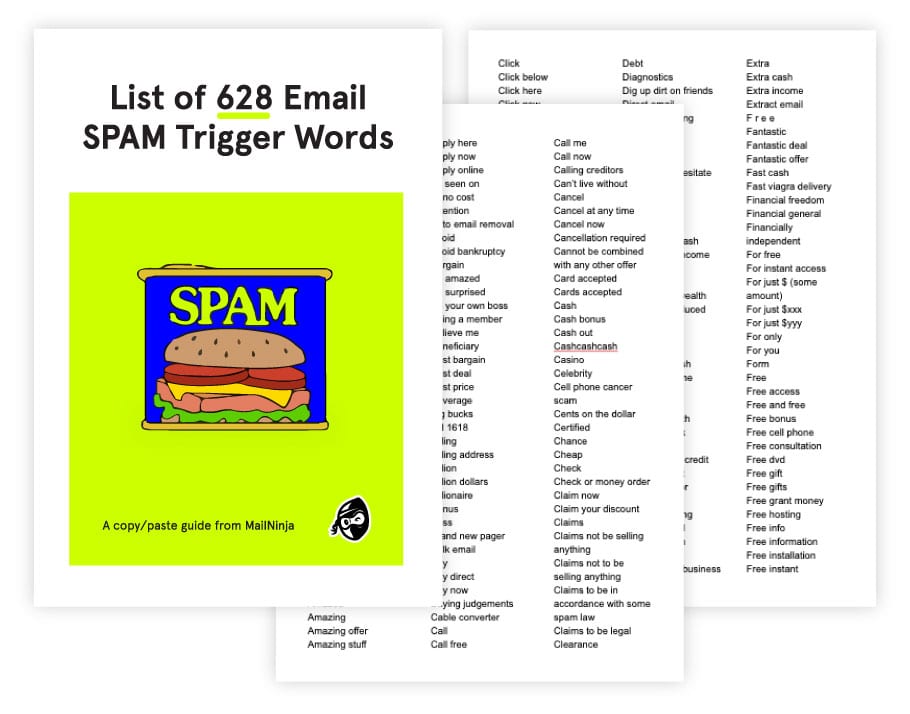List of 628 Email SPAM Trigger Words - email open rate increase