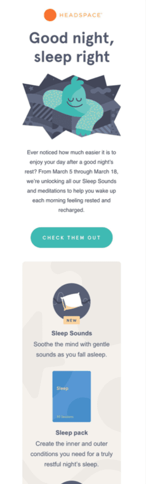 Email design review: headspace