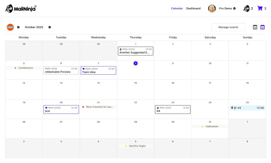 Email marketing content calendar | email planning tool